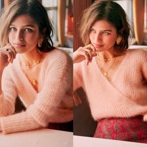 🌿 SEZANE Emilio Jumper Pink Wrap Sweater Size Small